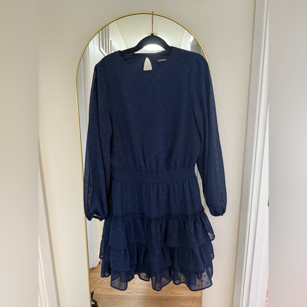 Express Navy Dress with Ruffle Details